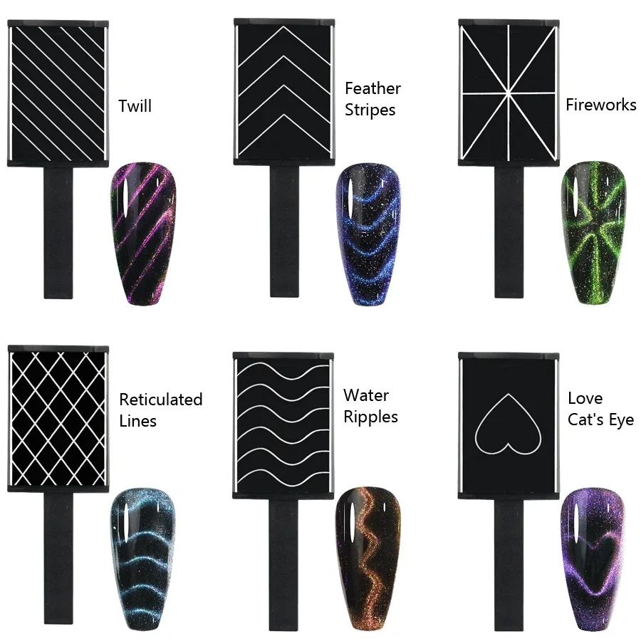 6 pièces mixte ongles oeil de chat aimant magique UV Gel vernis tige magnétique 3D conception d'ongle bricolage outils de manucure équipement pour ongles Gel vernis à ongles