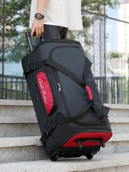 Large Capacity Luggage Bag Travel Clothing Storage Bag Check-In Baggage Shoulder Strap Backpack Style Foldable Oxford Cloth