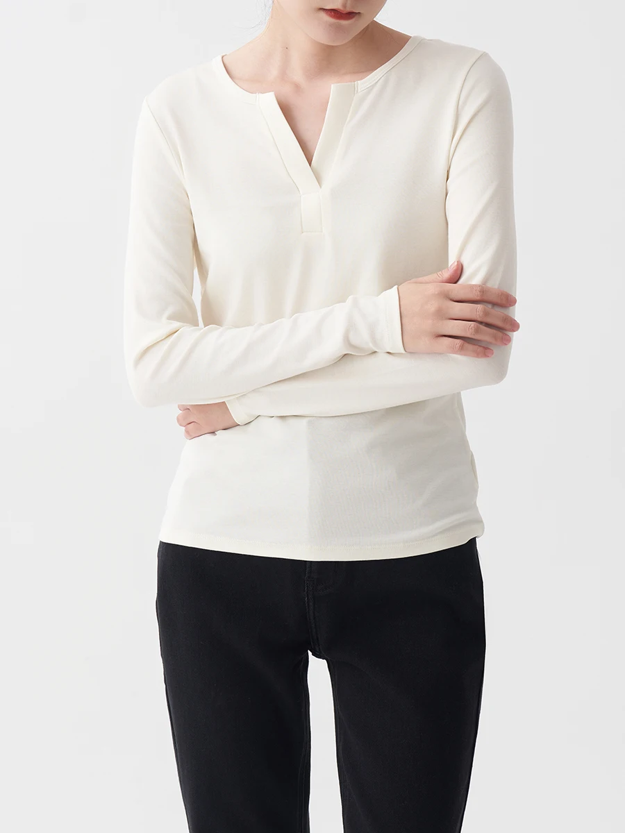 

Slim Fit V-Ne T-irt Base irt Layering Top LIMONN2025 Autumn Winter New Sle Knitted Long Sve Pure Color Commute Sle