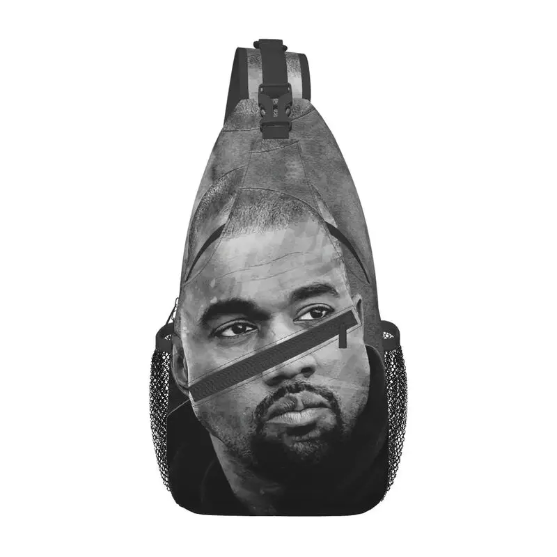 Cantor Kanye West Sling Peito Bolsa tiracolo masculina, mochila de ombro casual para viagem, ciclismo, popular