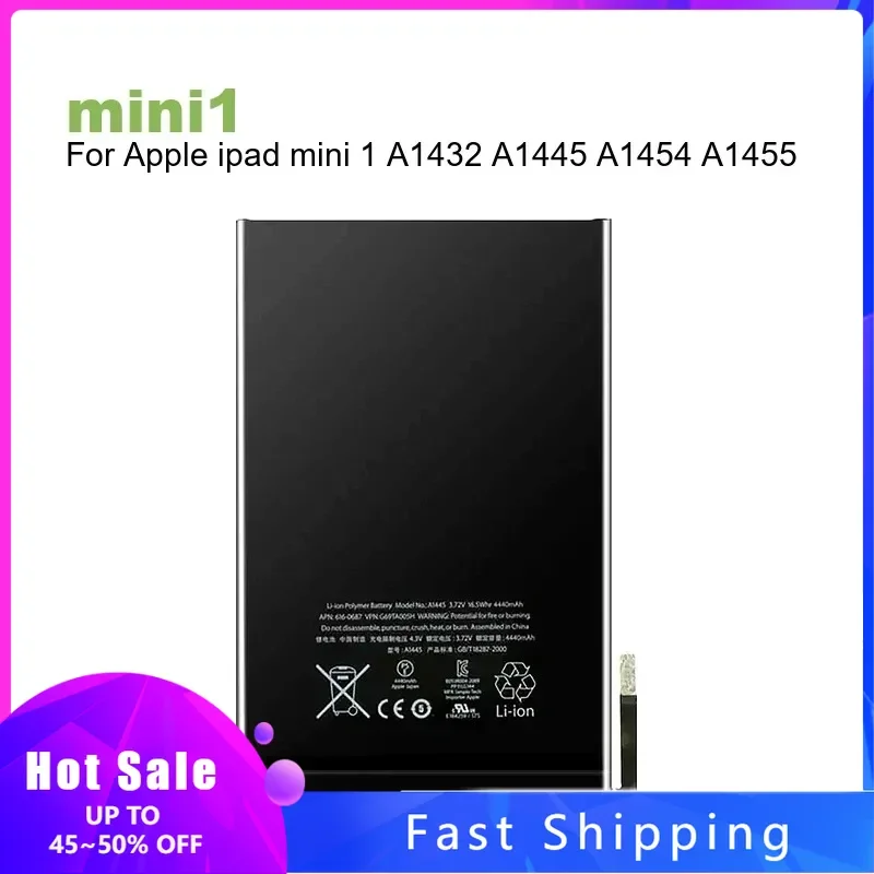 

Сменный аккумулятор для планшета mini1 для Apple ipad mini 1 A1432 A1445 A1454 A1455 4440 мАч