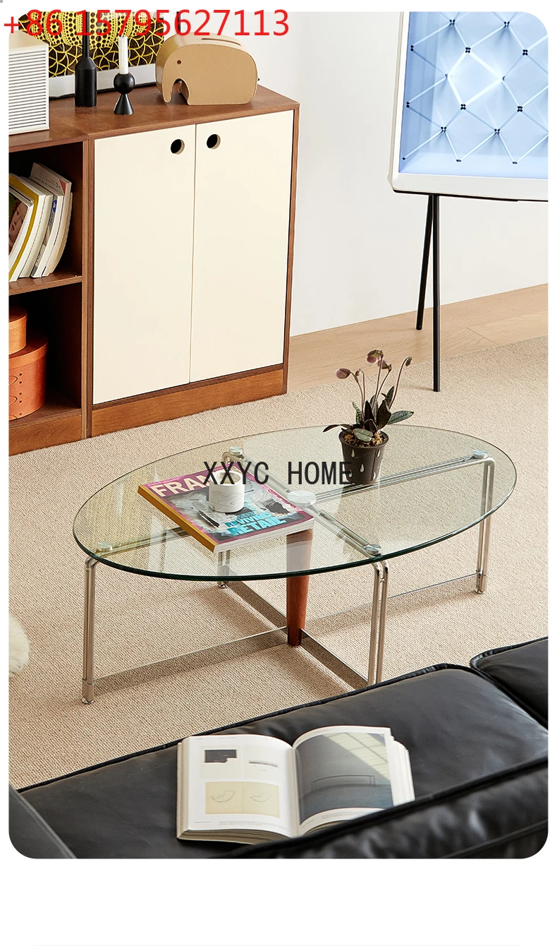 Home Nordic Antique Glass Coffee Table Designer Bauhaus Minimalist Living Room Tea Table Low Table furniture