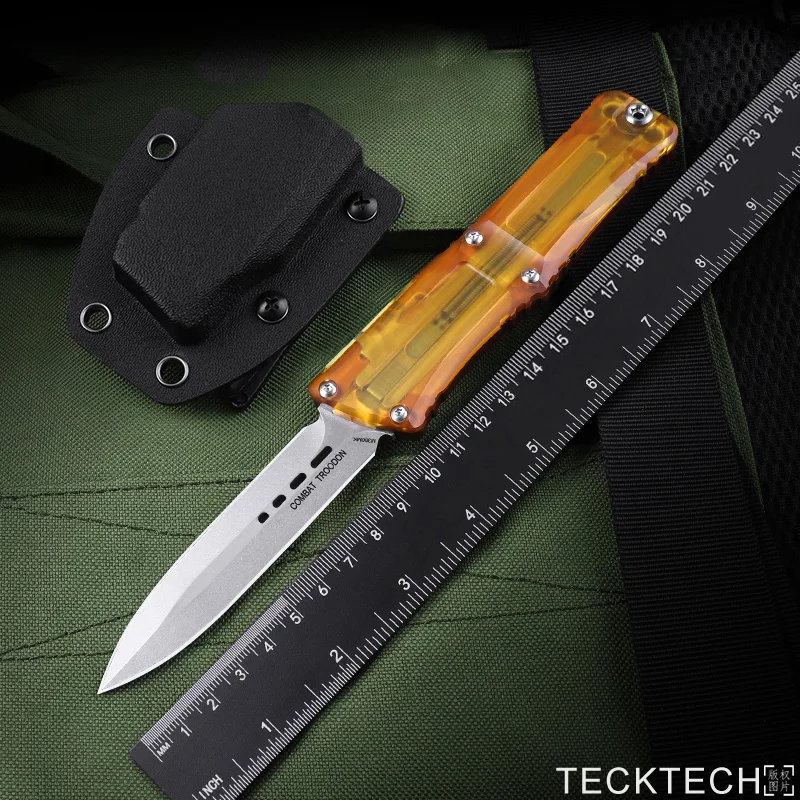 

PEI Clear Version GEN 3 COMBAT TROODON KNIFE MICRO OTF TECH Military Tactical Pocket Knife M390 Blade CNC EDC Self Defense Knife