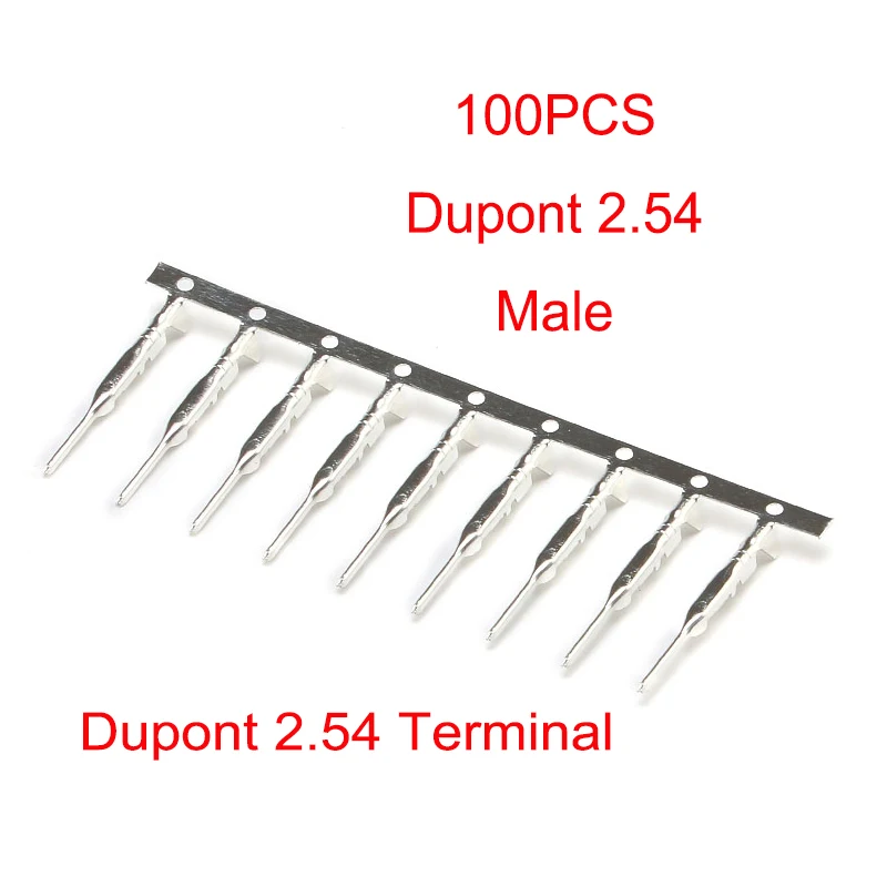 100pcs 2.54mm Dupont Reed Terminal Male/Female Dupont Jumper Wire 2.54 Dupont languette Connector Metal Terminal