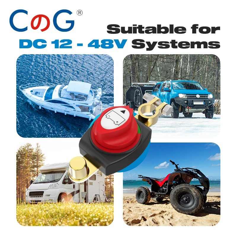 CG On/Off 275A Top Post Battery Disconnect Switch 12-48V Waterproof Heavy-Duty Marine Battery Switch for Car Vehicle RV and Boat