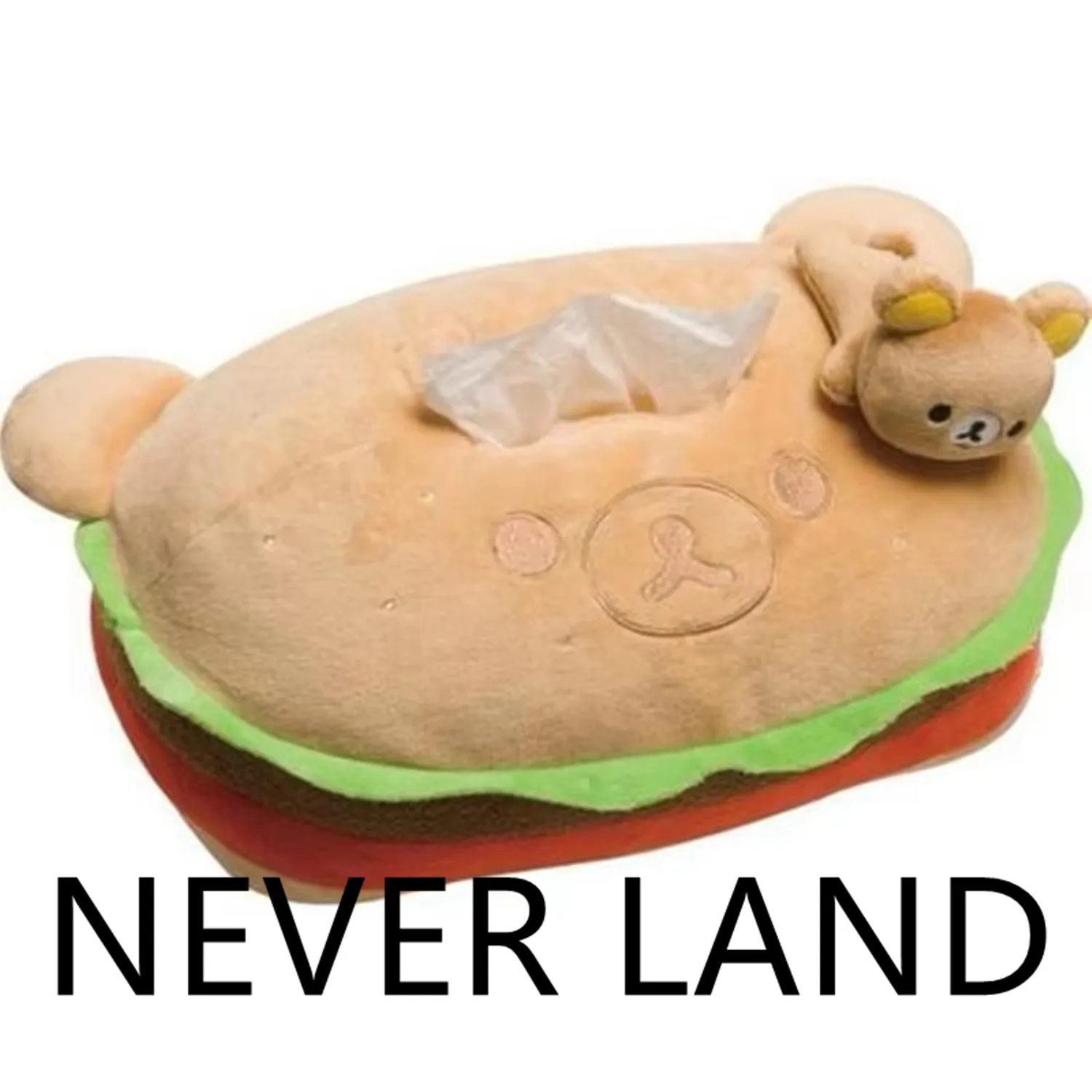 New Cute Rilakkuma Bear Hamburger Plush Home Tissue Cover Car Tissue Holder  Kids Stuffed Toys For Children