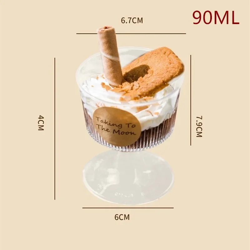 25pcs 90ML mousse cup disposable dessert table cake pudding clear plastic cups small ice cream yogurt cake party birthday cups