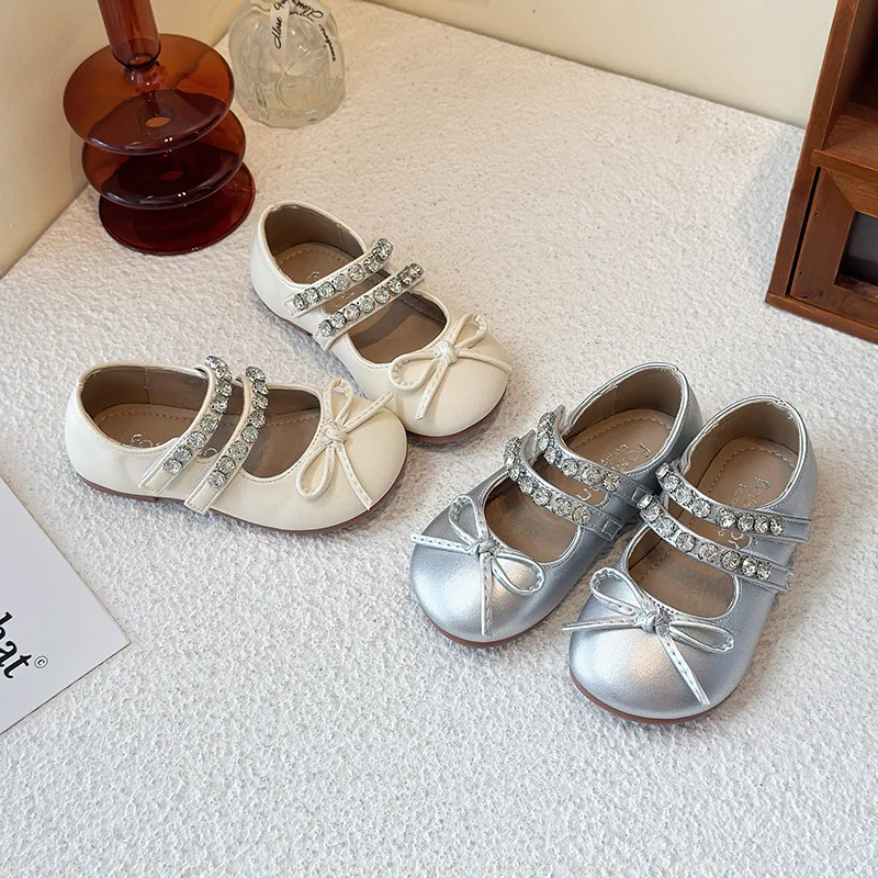 

Girls Spring Autumn New Square Mouth Shoes Soft Sole Non-slip Princess Shoes Fashion PU Leather School Student Loafer Flats