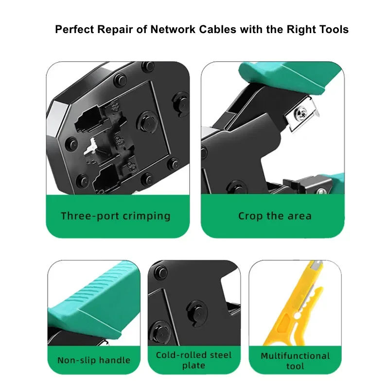 Utp penguji kabel tang Crimping kabel, Tang penguji kabel jaringan kabel internet, Set tang pengupasan rj45