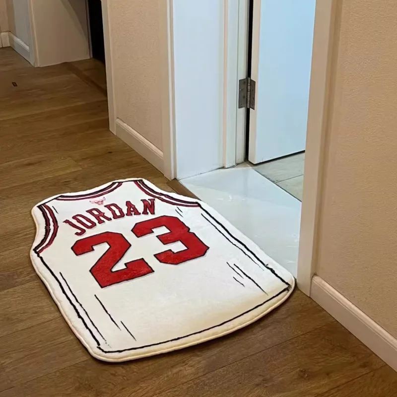 Creative Basketball Jersey Carpet Cloakroom Lounge Bedroom Bedside Rug Irregular Jerseys Design Floor Mat Living Room Home Decor