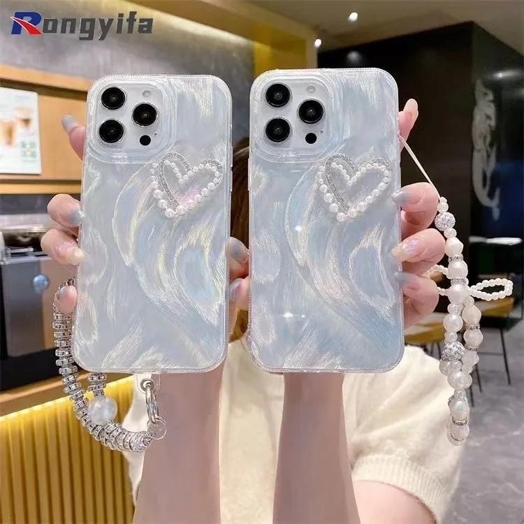 For Vivo Y78 Y78+ Y27 Y36 5G 4G Y77E Y76S Y76 Y74S Y70S Y51S Y70T Y50T Y53S Y52S Y11 Y12 Y13 Y15 Phone Case 3D Love Pearl Cover