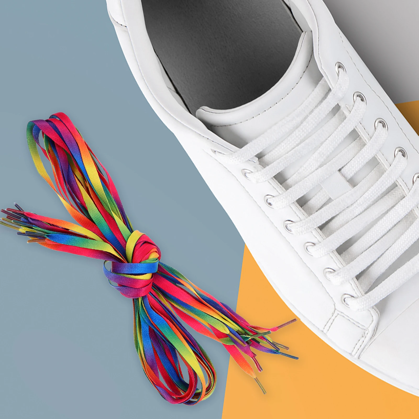 

6 Pairs Durable Rainbow Shoelaces 1M Gradient Colorful Flat Laces For Sneakers Sports Shoes Accessories