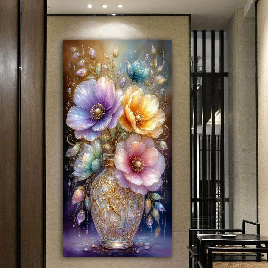 

Diy Diamond Painting Large Size Colorful Flower and Vase Full Drill Mosaic Embroidery Picture Handmade Jewelry Cross Stitch Set
