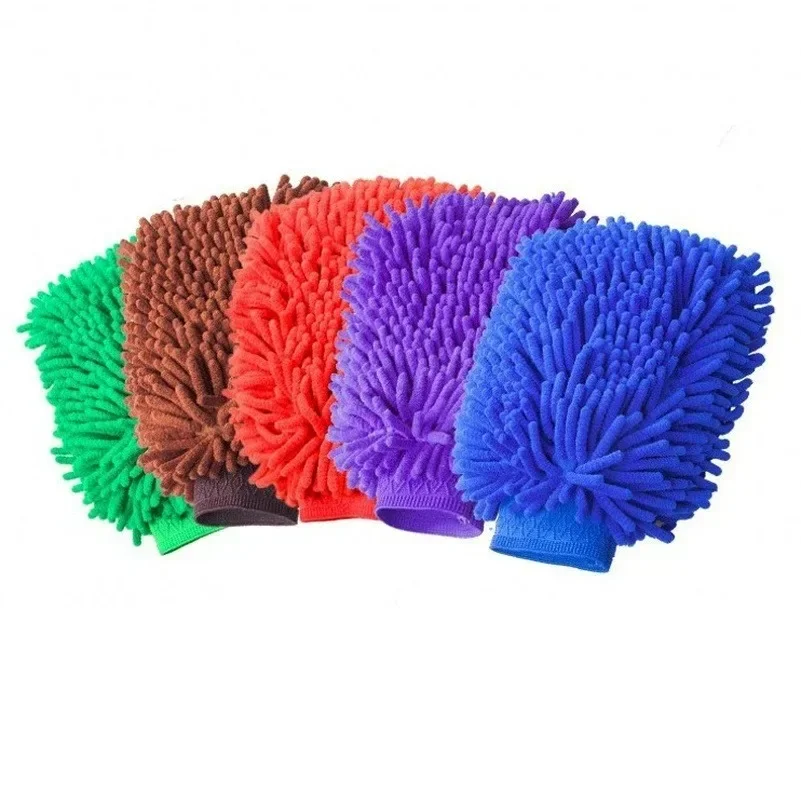 Double-sided Car Care Cleaning Gloves Chenille Towel Mitt Microfiber Car Washing Tools Gloves Detailing Brushes Soft Rags Cloth