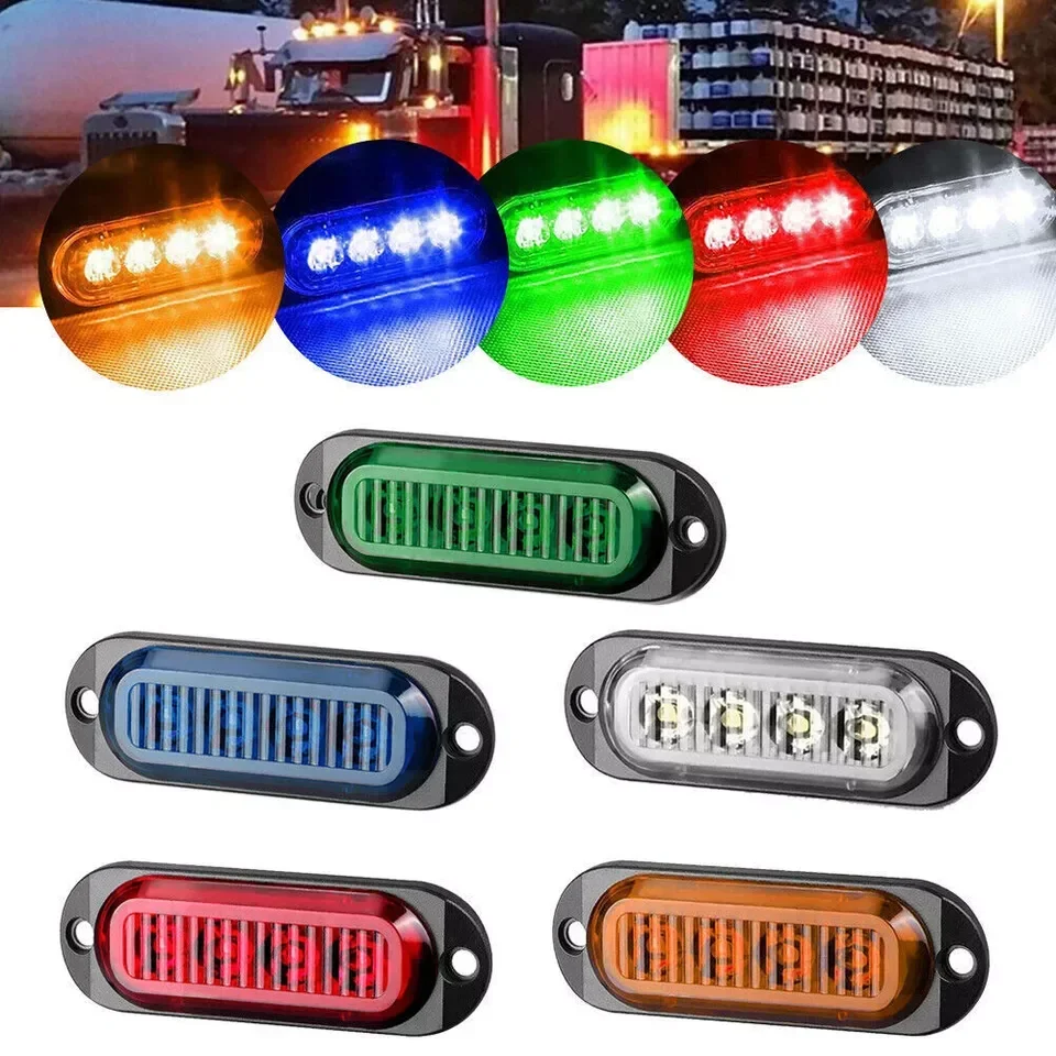 ATVOV 10PCS 4 LED 12V 24V External Side Marker Warning Tail Light Clearance Lamp Car Truck Trailer Lorry Caravan Van Pickup Boat