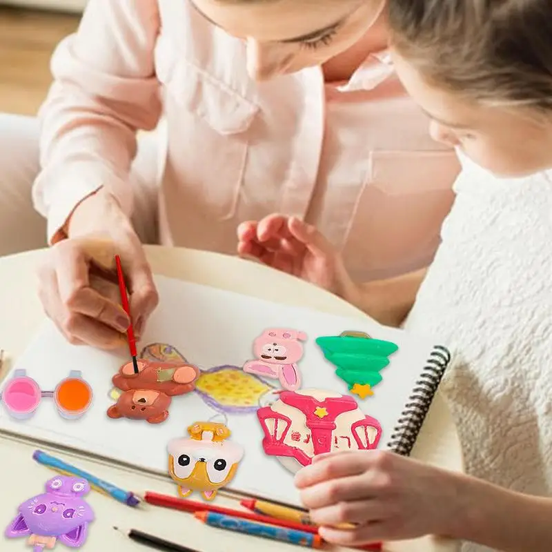 Kit de coloração de gesso figura para colorir estátua doodle arte brinquedo artes e ofícios pintura brinquedo para crianças meninas meninos da criança crianças