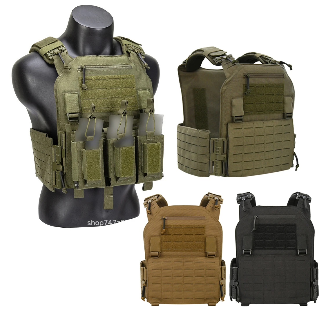 

Тактический быстросъемный жилет с поясом и лазерной резкой, быстросъемный жилет с подсувкой для журналов, легкое охотничье снаряжение MOLLE