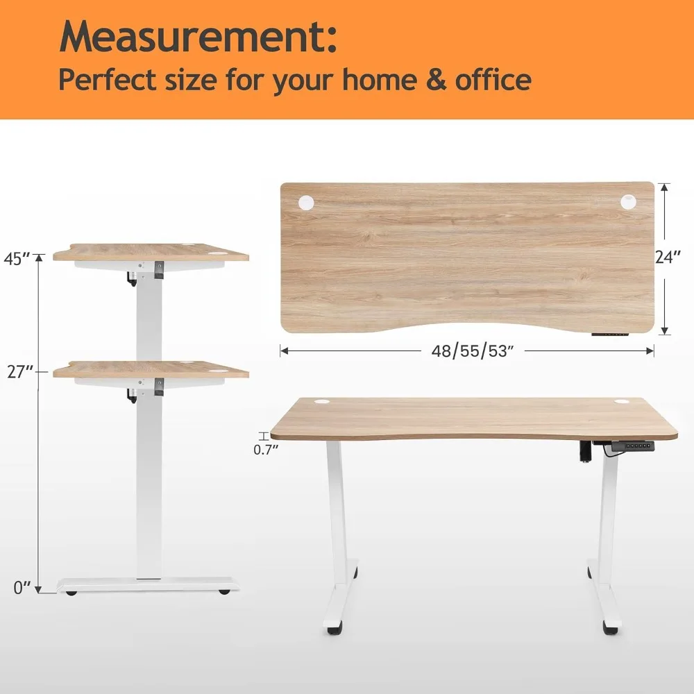 مكتب كهربائي قابل للتعديل على عجلات، مكتب جلوس ثنائي الشعاع 63 × 24 مع لوحة ماوس، نطاق قابل للتعديل 27-46 #3