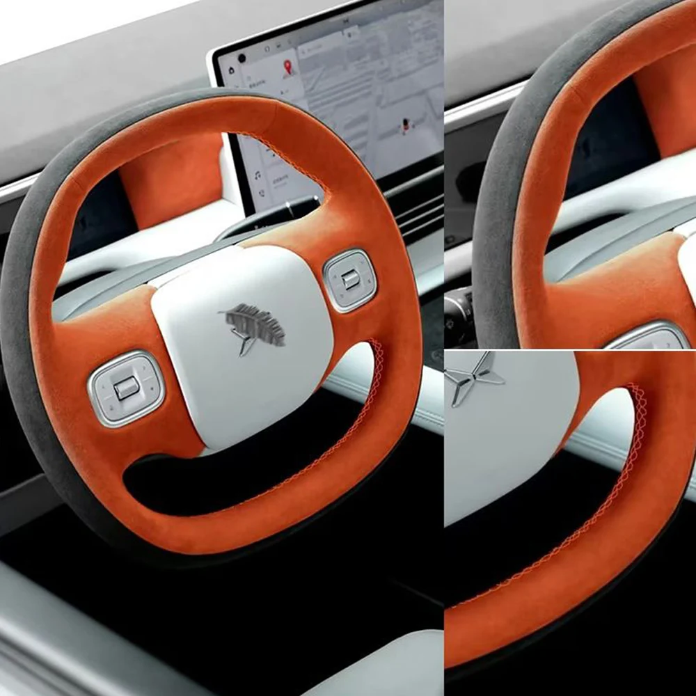 

Suede Hand Sewn Steering Wheel Cover For Xpeng G6 Decoration Car Interior Supplies Anti Slip Ultra-thin Special Handle Cover