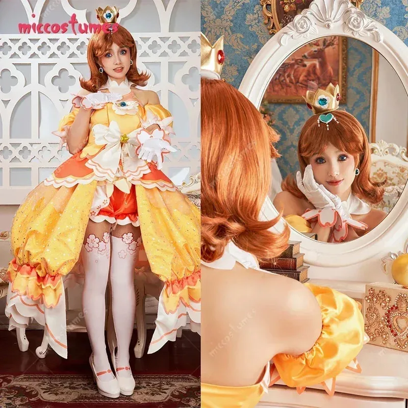 CyMiccostumes x akuoart женский костюм принцессы для косплея, топ с пышными рукавами и шорты с юбкой и перчатками