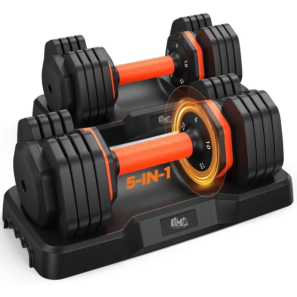 Adjustable Adjustable 2-110lbs Dumbbell Set with 25-55lbs Weights, Anti-slip Grip, Storage Box for Home Gym - Aliexpress Deal