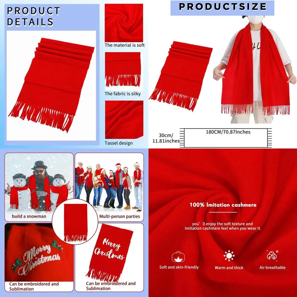 

Массовые красные кашемировые мягкие теплые флисовые шарфы для мужчин и женщин — идеально подходят для холодной погоды