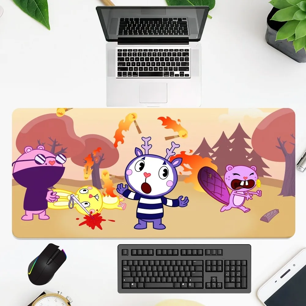 Cartoon H-Happy Tree Friends Mouse Pad office Large Small Computer pc Keyboard Mouse Rubber Game Anti-Slip Mice Mat big