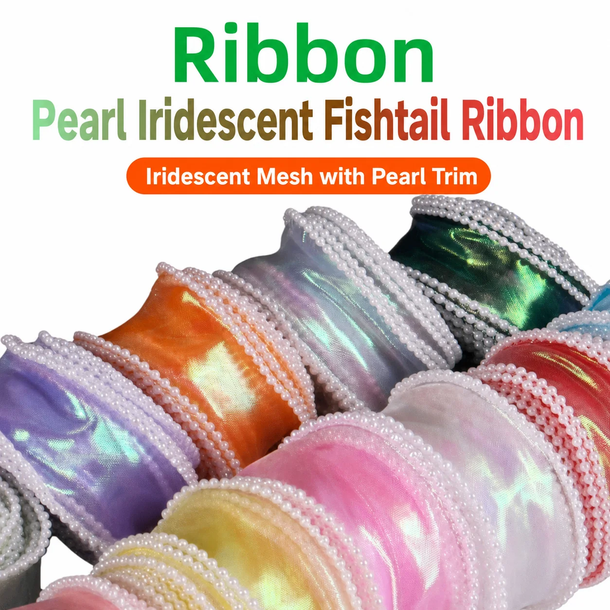 Diy Craft Ribbon Pearl Trimmed Bouquet Wrapping Ribbon Iridescent Ribbon  For Diy Crafts Handmade Projects Holiday