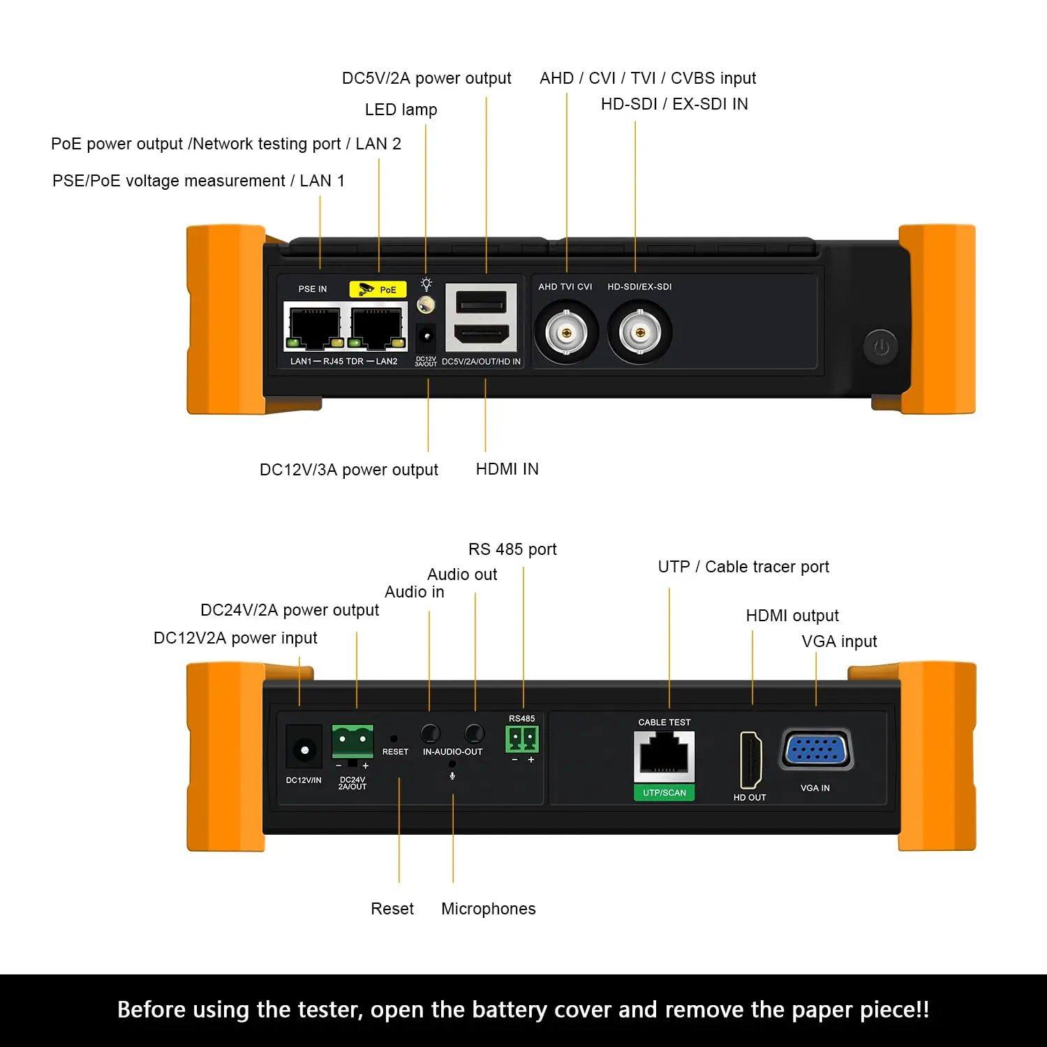 7-inch Touchscreen  8K/32MP IP & 8MP Coaxial Camera Test  PoE & Cable Diagnostics  WiFi Analyzer Multi-Function Tester