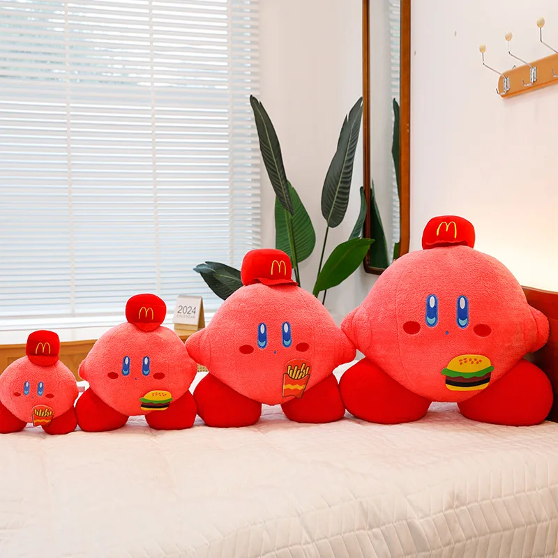 귀여운 핑크 커비 봉제 인형 햄버거로 변신 귀여운 봉제 인형 부드러운 베개 어린이 생일 선물 봉제 인형 상품