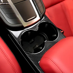 Center Console Cup Slot Panel Decoration Cover Carbon Fiber Car Stickers For 2014-2021 Porsche Macan Interior Accessories