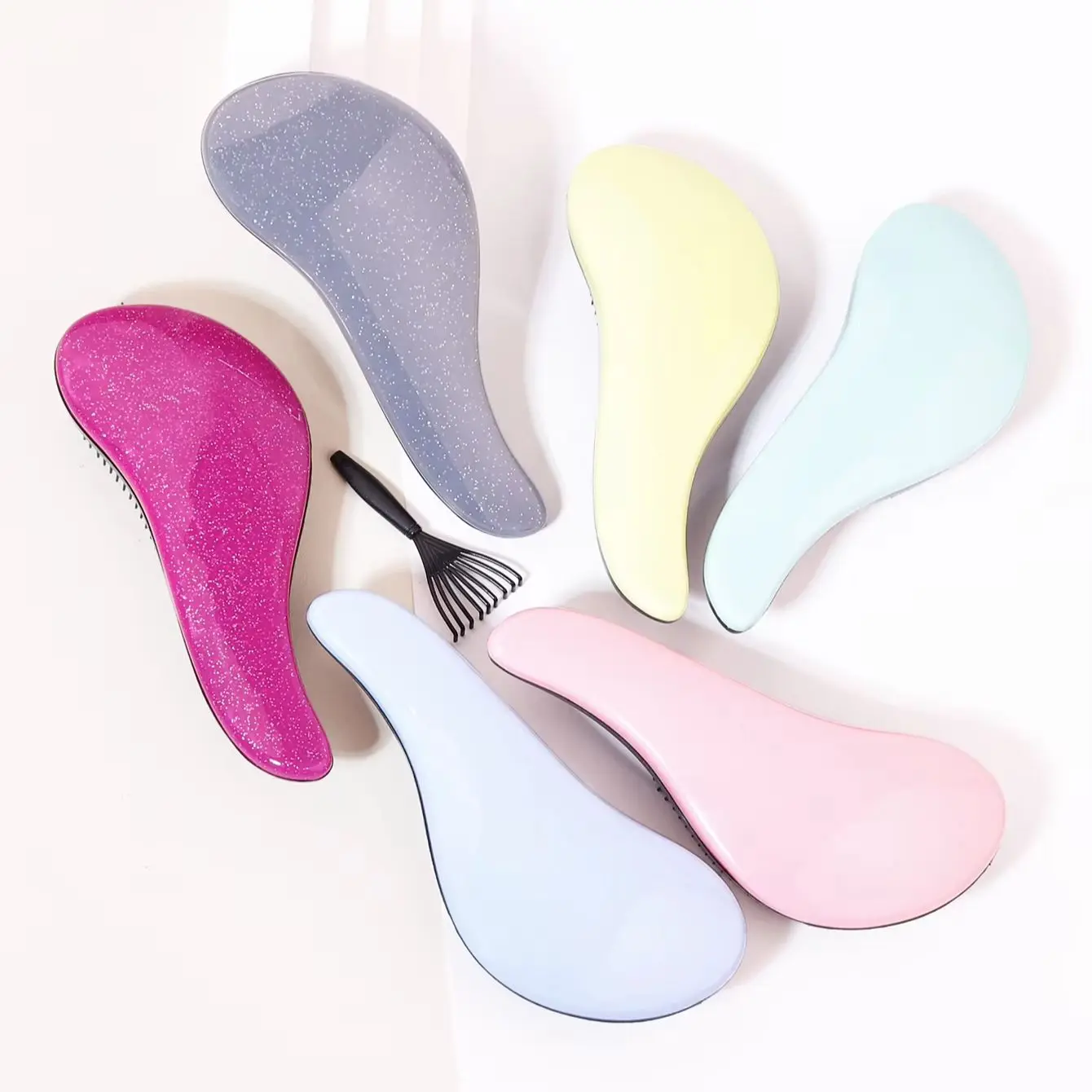 Cute Massage Hair Brush Set - Exfoliating Shower Hair Brush, Includes Comb Cleaning Claws, Salon Professional Hairstyling Tools