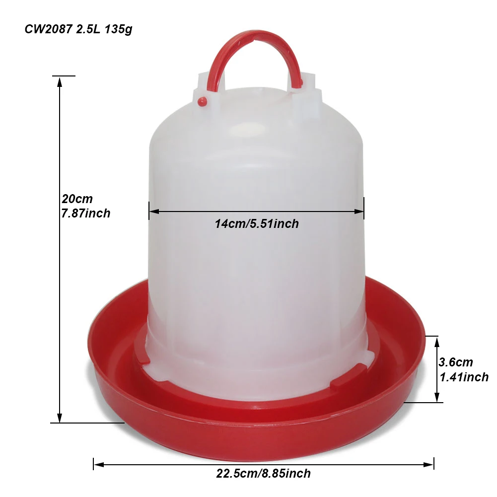 2.5L plastic water dispenser for poultry and chicken coops Drinking water equipment for poultry and pet farming on farms