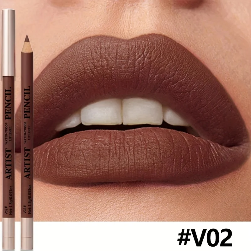 قلم تحديد الشفاه غير اللامع مقاوم للماء، تركيبة غير جافة تدوم طويلاً، جميع أنواع البيج، مكياج الشفاه غير اللامع لأحمر الشفاه والبطانات اللامعة