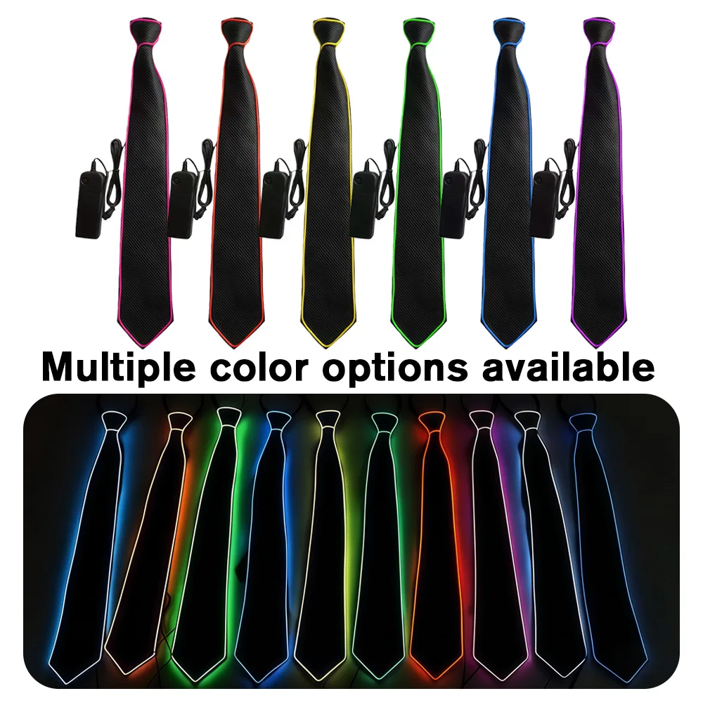 

Glow-in-the-Dark EL Tie LED Neon Performance Tie, Club Dance Party Light-Up Tie for Valentine's Day, Holiday Events,Wedding prop