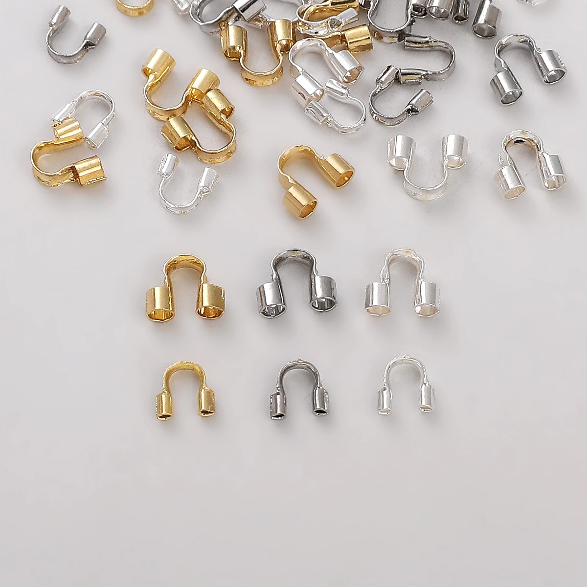 10pcs/bag 14K Gold Plated Metal U Shape Wire Protectors Loops Clasps Connector Handmade DIY Necklace Bracelet Jewelry Making