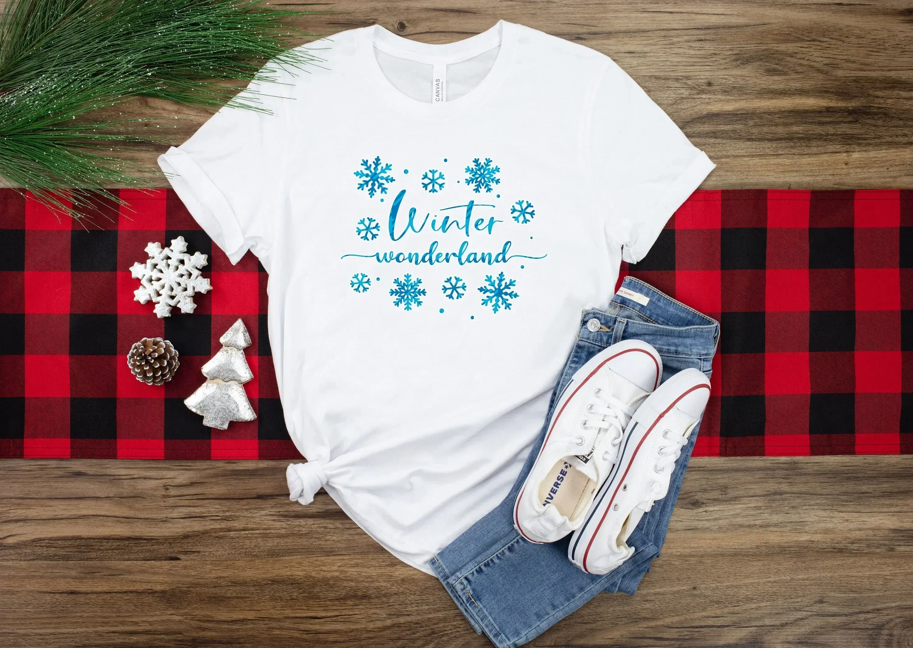 Winter Wonderland T Shirt Happy Holiday Snowflake Women s Snow Night Family Matching