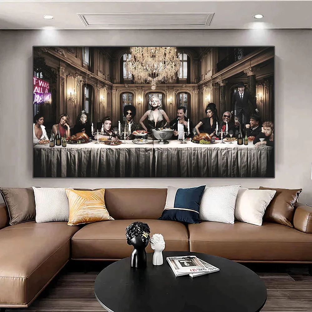 Famous Celebrities The Last Supper Canvas Painting Print Wall Art The Most Iconic Music and Movie Stars of Modern Home Decor