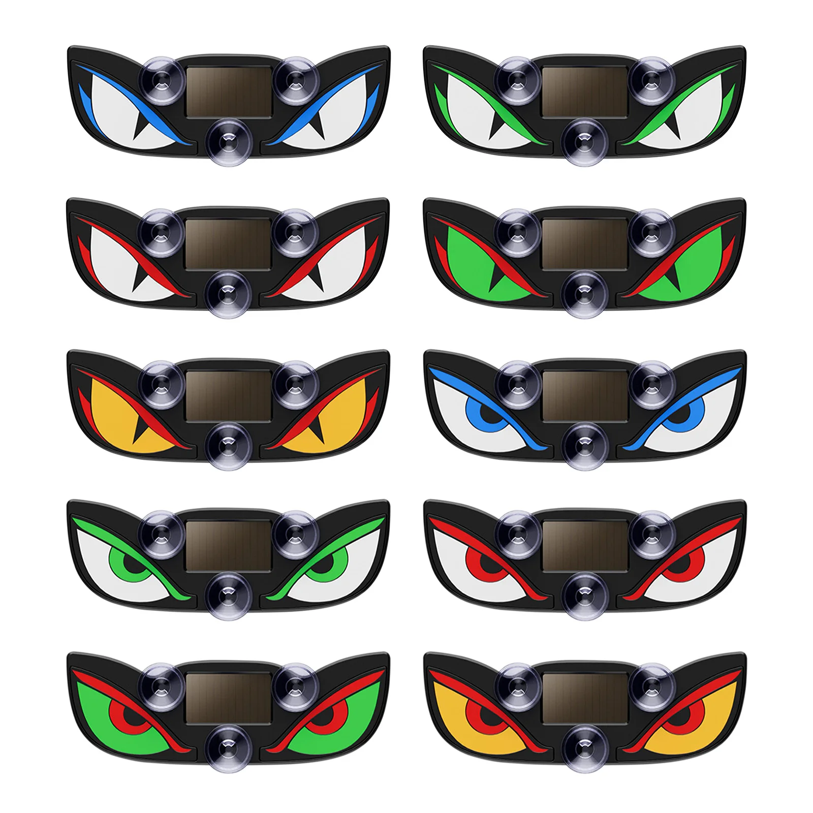Solar Powered Car Window Demon Eye LED Light Breathing Glow Suction Cup Wireless Auto Warning Lamp