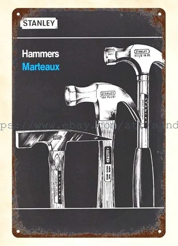 Hammers Marteaux tools machinery metal tin sign living room decor