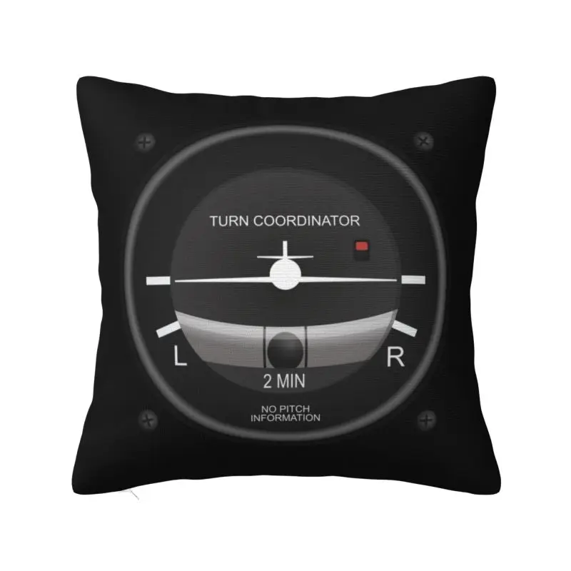 Modern Turn Coordinator Flight Instruments Cushion Cover for Sofa Velvet Aviation Airplane Pilot Pillow Case Home Decor