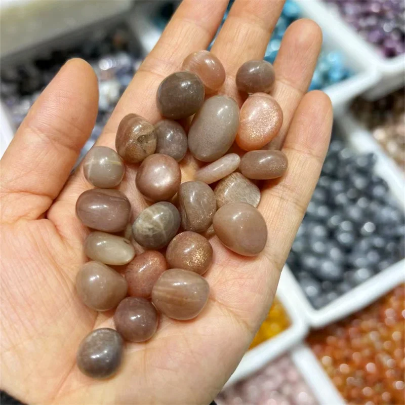 500g Natural Sun Stone Tumbled Stone Crystal Reiki Healing Quartz Gravel Fish Tank Decoration 12-15MM