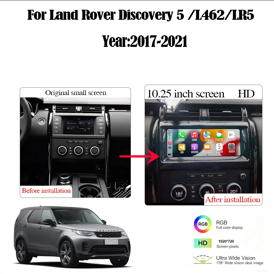 10.25 inch Carplay radio For 2017-2021 Land Rover Discovery 5 L462 LR5 multimedia player  retains OEM menu Android 13