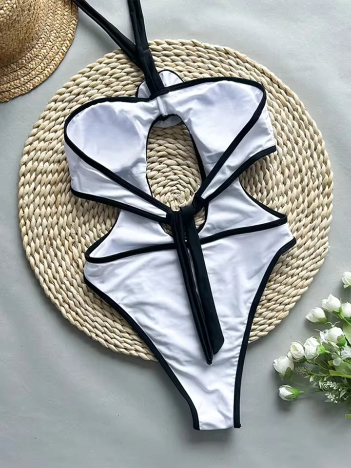 Vzvn Sexy 3D Floral Hollow Out One Piece Swimsuit Women Spaghetti Strap Beach Bikini 2025 New All Season One Piece Swimsuit