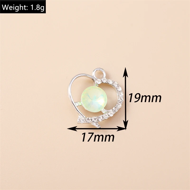 20 Stück 17x19mm Niedliche Kristall-Herzanhänger für Schmuckherstellung, Ohrringe, Halsketten, Armbänder, DIY-Bastelzubehör – Detail 1