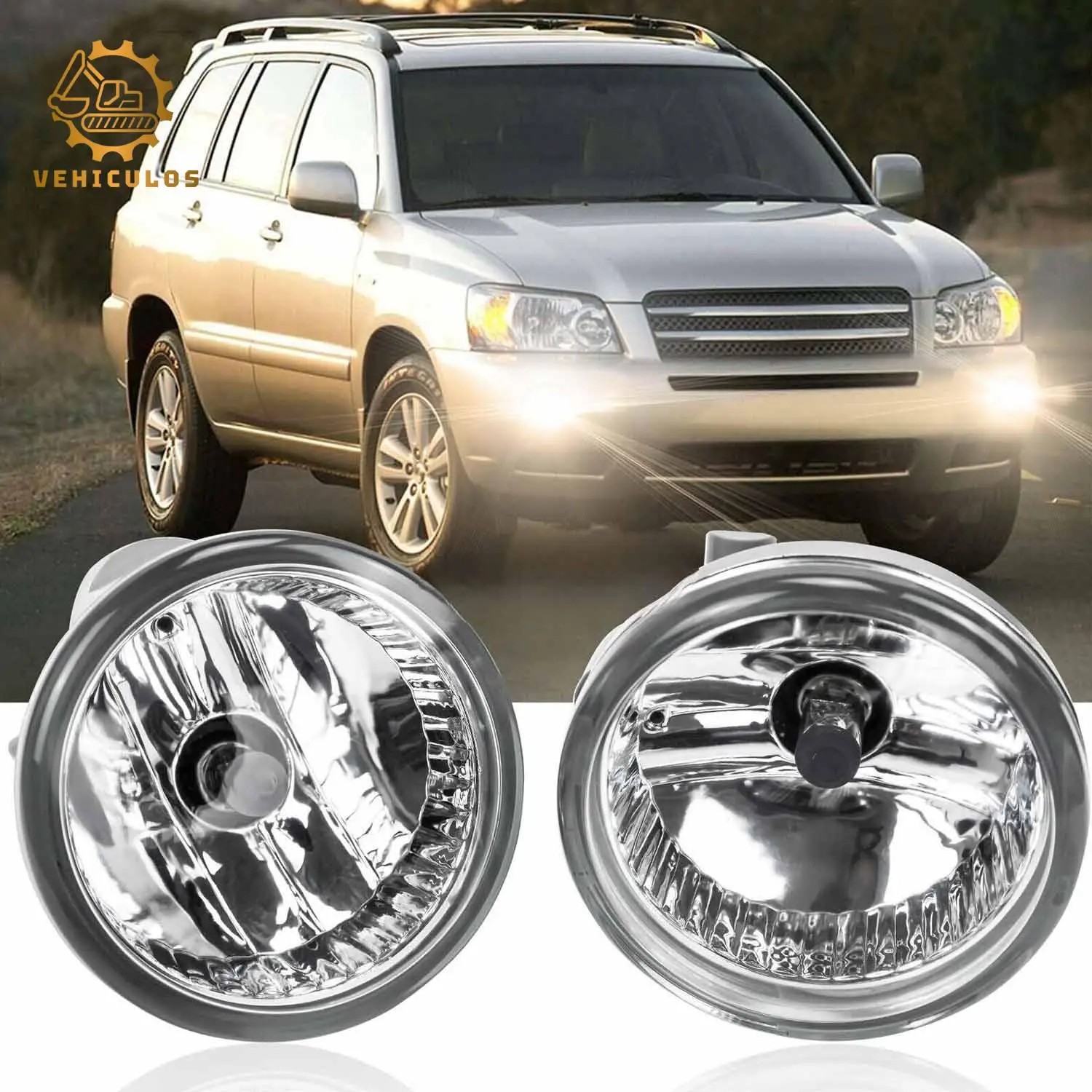 

1Pair For Toyota Highlander 2004-2007 Front Fog Light Lamp with Bulbs 9006 HB4 12V 55W 81221-52070 81211-52070