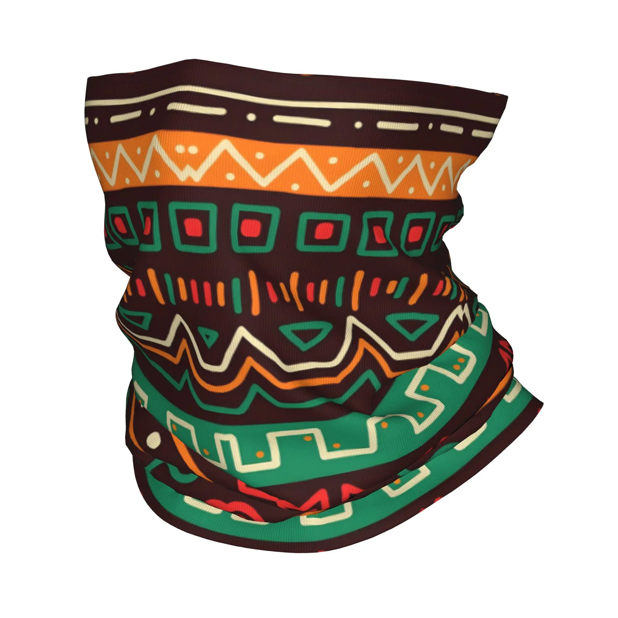 

Custom African Geometric Bandana Neck Gaiter UV Protection Face Scarf Cover Black And White Trending Headband Tube Balaclava