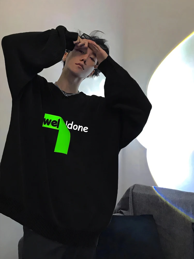 

Мужской утепленный свитшот оверсайз с круглым вырезом, осенне-зимний, в уличном стиле, удобный, из хлопка