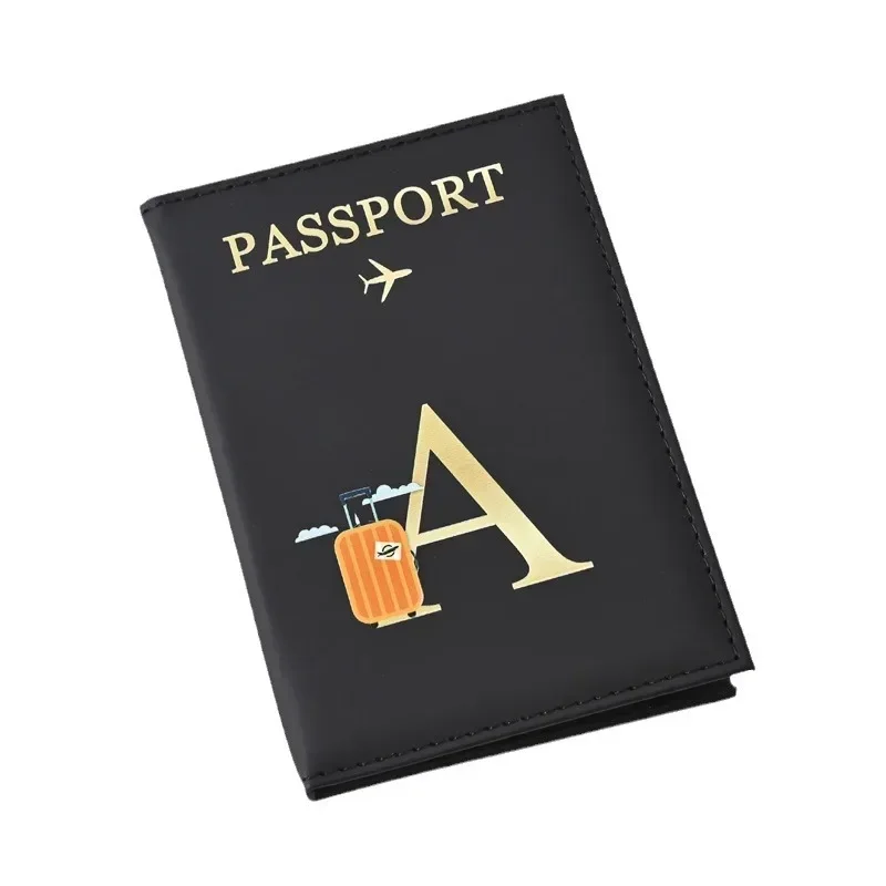 Porta-passaporte de viagem com letras da moda, capa de passaporte literal de couro PU para mulheres e homens, acessório de carteira de viagem fino