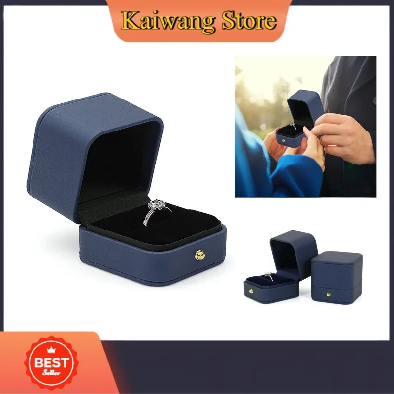 

Коробка для обручальных колец Коробка для обручальных колец Пыльно-синий, бархатные отделения для ювелирных изделий Коробка для колец для предложения, церемонии, юбилея, подарка